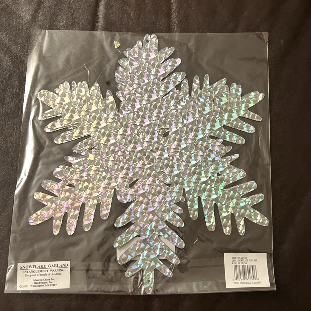 New (5) Packages Of‎ Large Holographic Snowflake Garland 55"